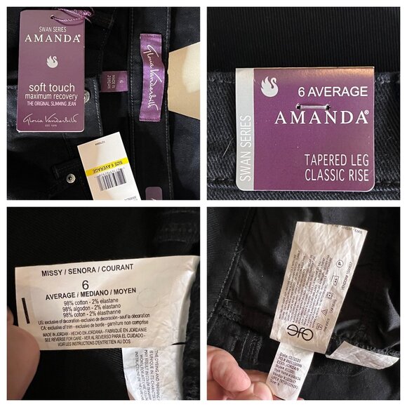 NWT Gloria Vanderbilt Amanda Jeans Size 6 Average Tapered Leg Classic Rise Soft - Picture 8 of 11